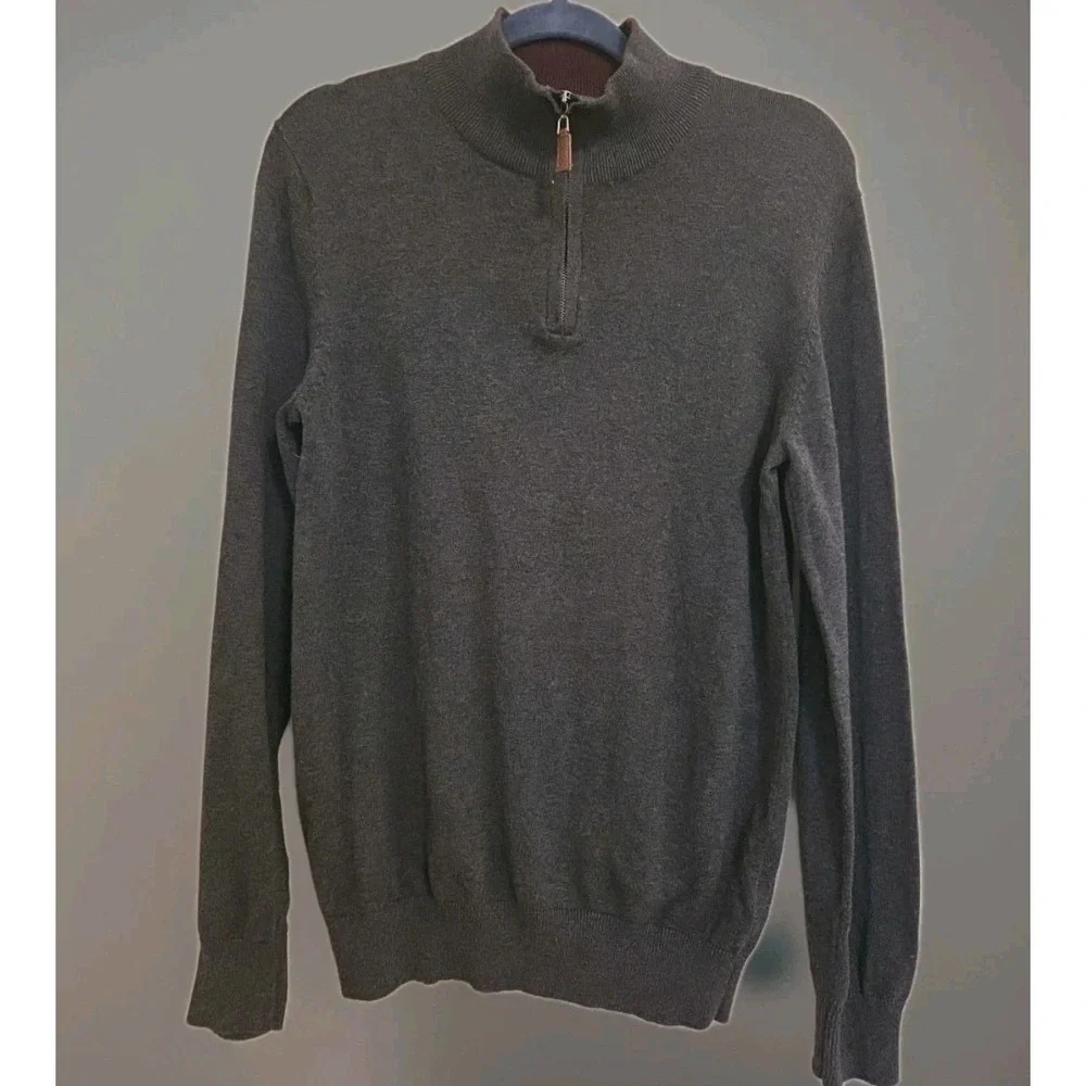 Mark Law Men's Small 1/4 Zip Sweater Black 100% Cotton Collar Preppy